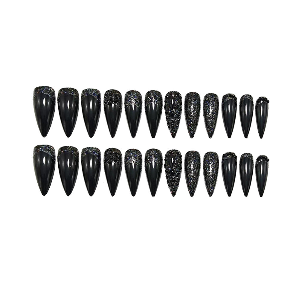 Artificial Nails in Elegant Stiletto Design with Sparkling Rhinestone Accents Stornfield