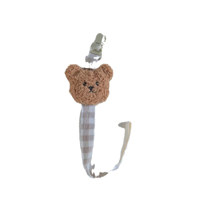 Floral Fabric Pacifier Clip with Gingham Cotton Strap
