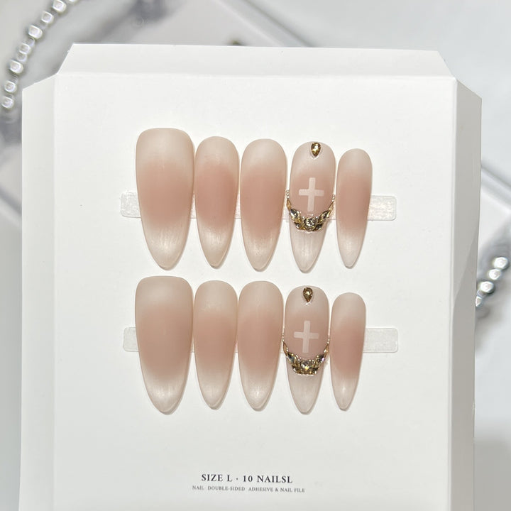 Artistic Press-On Nail Set with Elegant Floral Design Stornfield