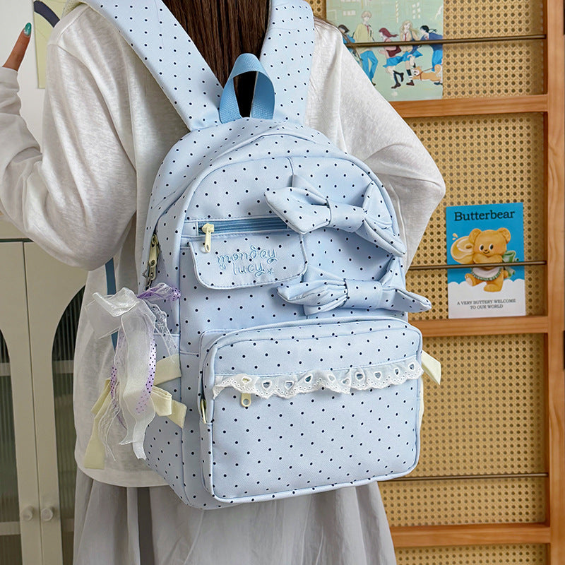 Backpack with Playful Bows and Practical Storage Solutions Stornfield