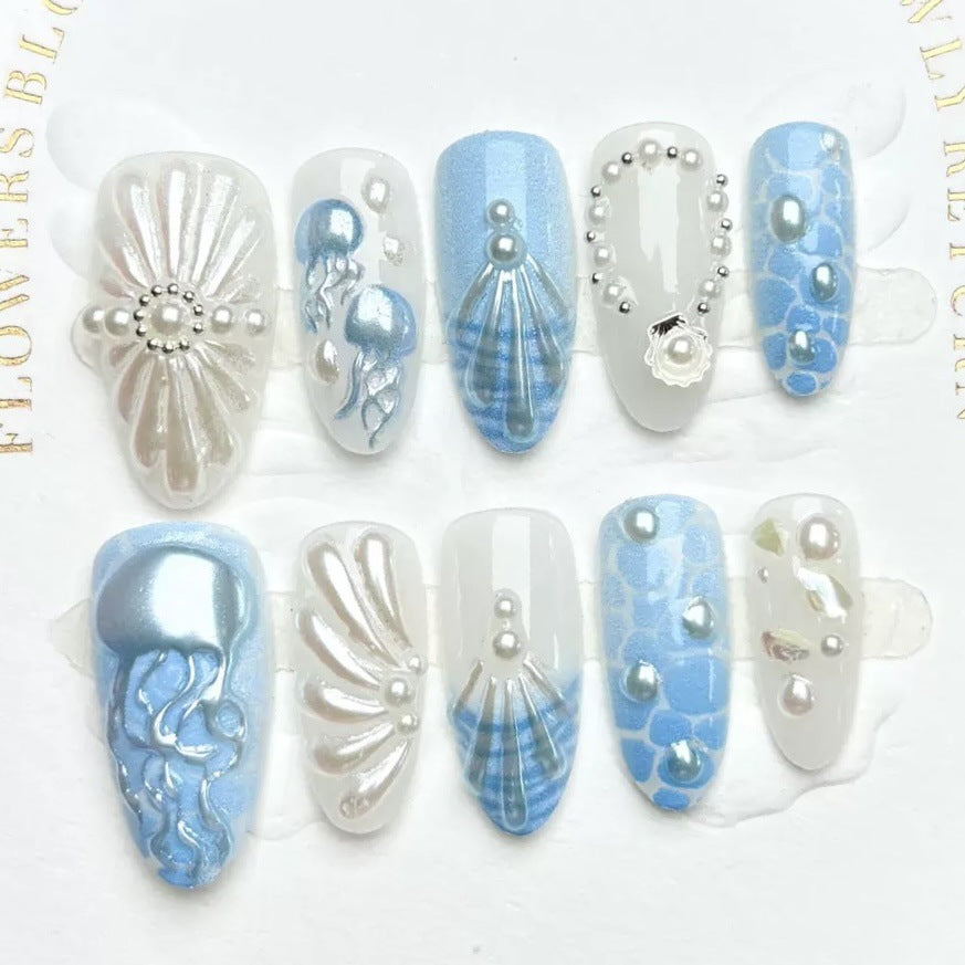 Marine-Themed Press-On Nail Set