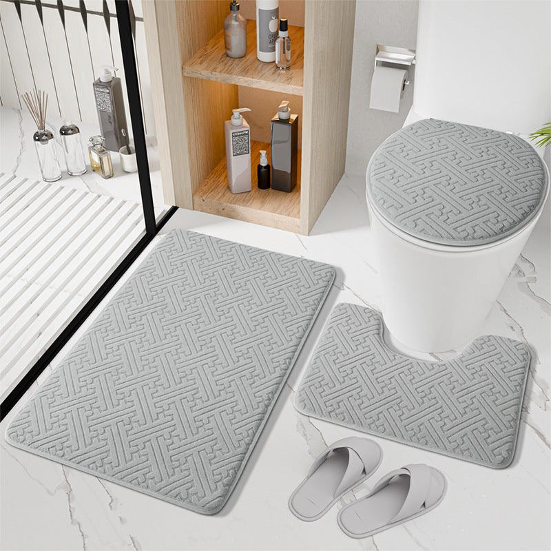 Textured Bathroom Mat Set
