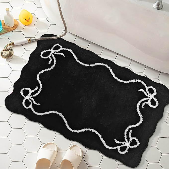 Decorative Bow-Patterned Bathroom Mat