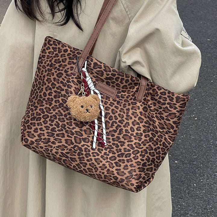 Leopard Print Canvas Tote Bag