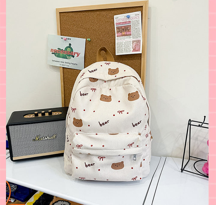 Backpack with Playful Bear Design and Practical Compartments Stornfield
