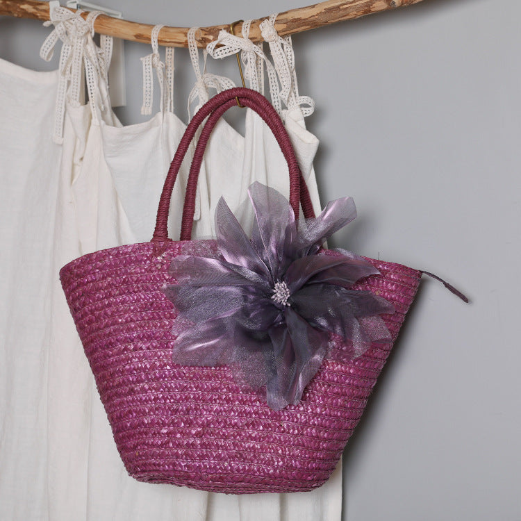 Stylish basket bag with eye-catching flower detail Stornfield