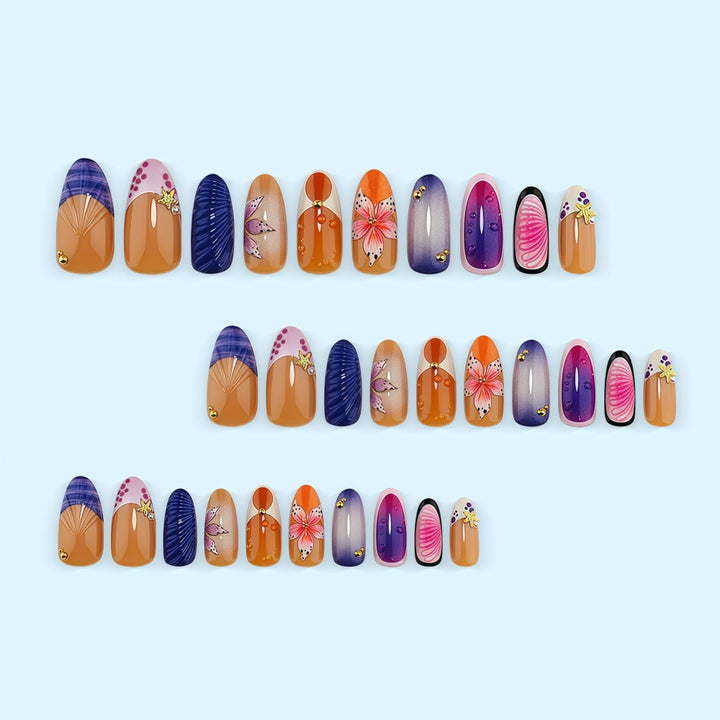 Artificial nails with colorful flower patterns Stornfield