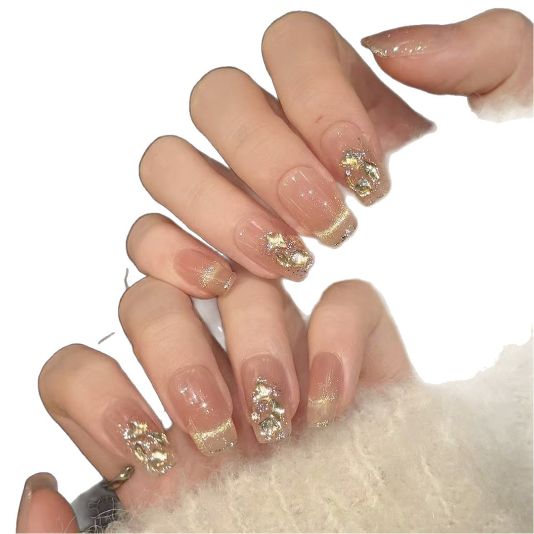 Elegant Crystal-Embellished Nail Art Extensions