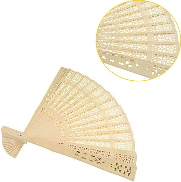 Ladies decorative hand fan made of high-quality wood with intricate cut-out work Stornfield