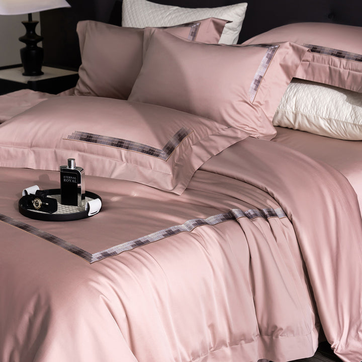 Luxury Egyptian Cotton Sateen Bedding Set with Embroidered Border