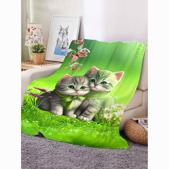 Cute Cat-Themed Soft Plush Throw Blanket