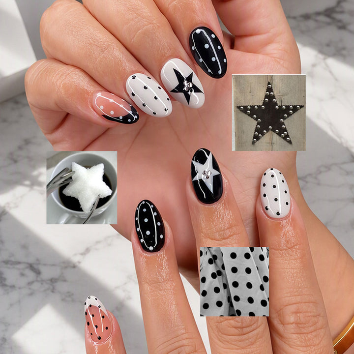Artistic Star-Patterned Press-On Nail Tips Stornfield