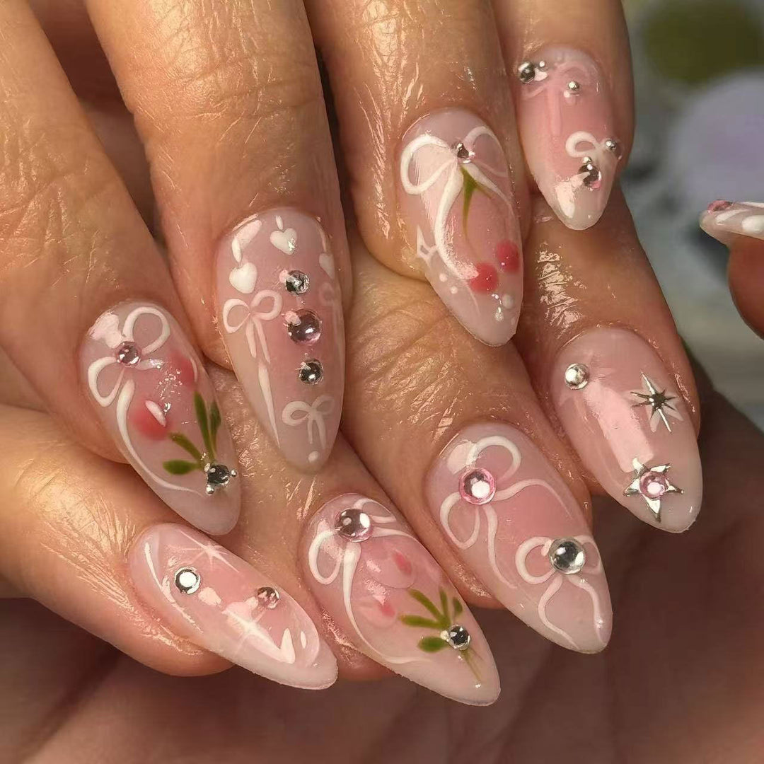 Creative Floral Acrylic Nail Art