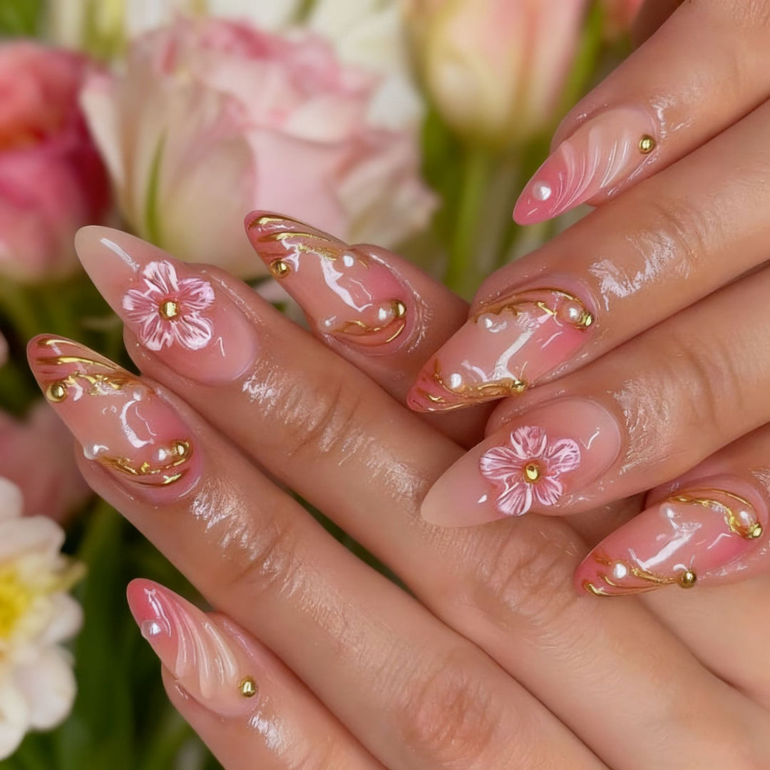 Floral Decorative Acrylic Nail Enhancements Stornfield