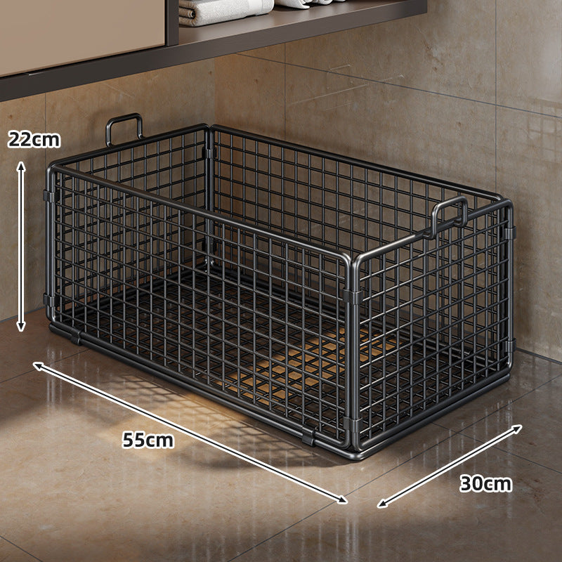 Under-Cabinet Low-Profile Rolling Mesh Storage Crate with Four Swivel Locking Casters