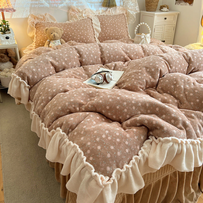 Plush Floral Ruffled Comforter Set