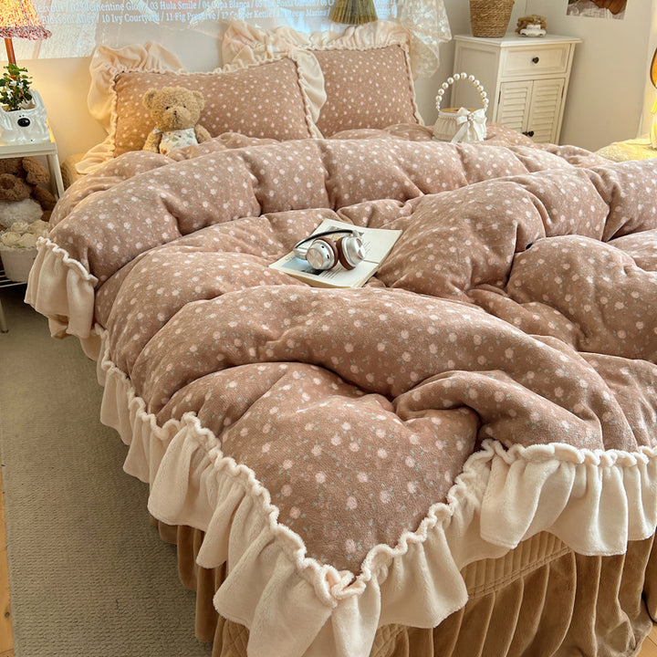 Plush Floral Ruffled Comforter Set