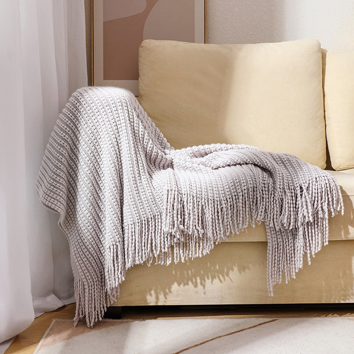 Textured Tassel Throw Blanket