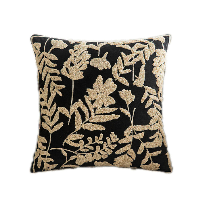Decorative cushion cover with floral chenille tufting and velvet surface Stornfield