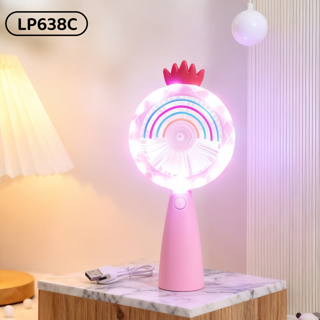 Women Portable USB Hand Fan with LED Lighting Stornfield