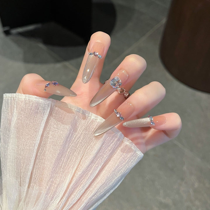 Artistic Rhinestone-Embellished Press-On Nail Extensions Stornfield