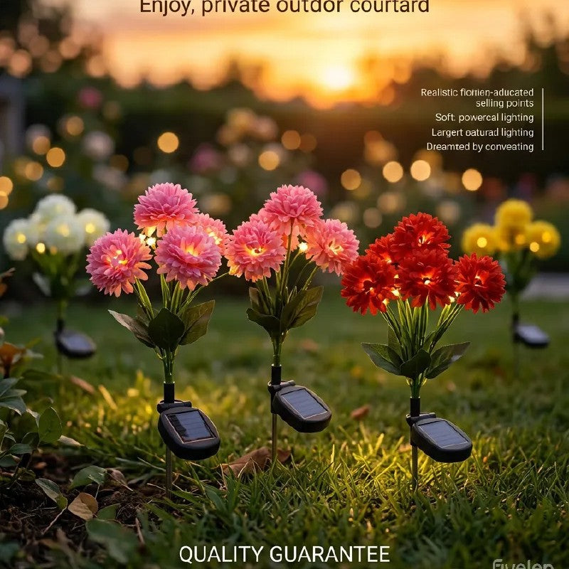 Solar-Powered Realistic Camellia Floral Garden Stake Lights With Adjustable LED Heads And Stainless Steel Spike Stornfield