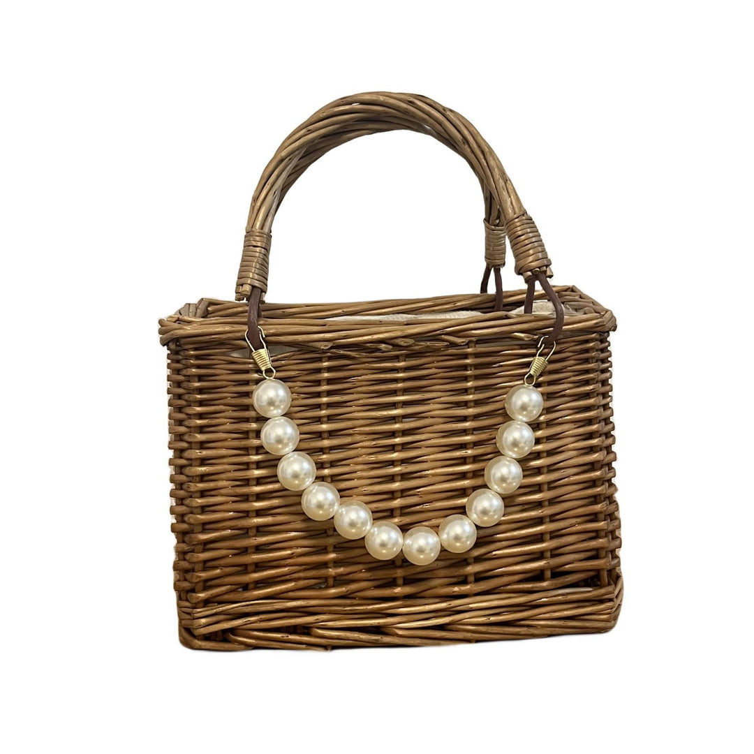 Ladies' basket bag with decorative pearl accents and bow decoration Stornfield