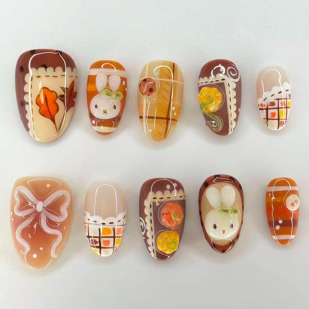 Festive Decorative Press-On Nail Art Set