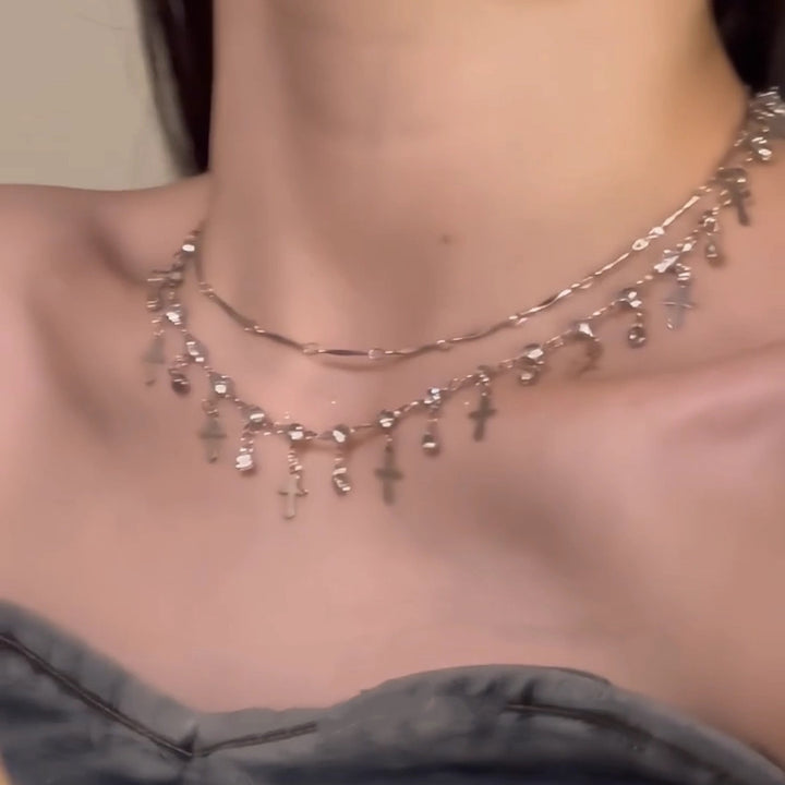 Double Layered Cross Pendant Necklace Stornfield