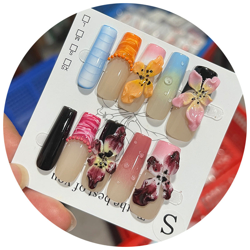 Handcrafted Floral Design Press-On Nail Set Stornfield