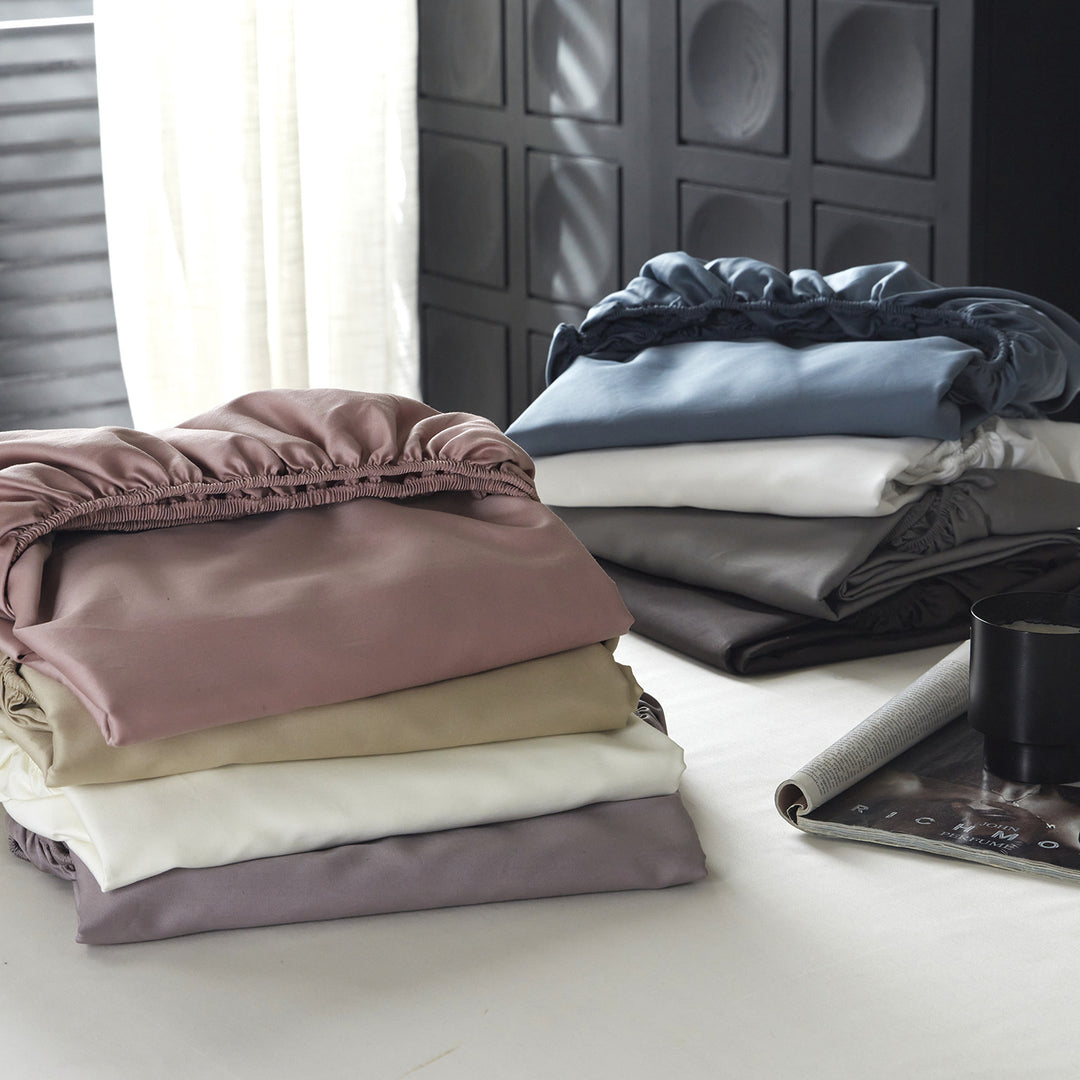 Smooth Cotton-Sateen Flat Sheet and Oxford Pillowcase Set Hotel-Style Silky Finish