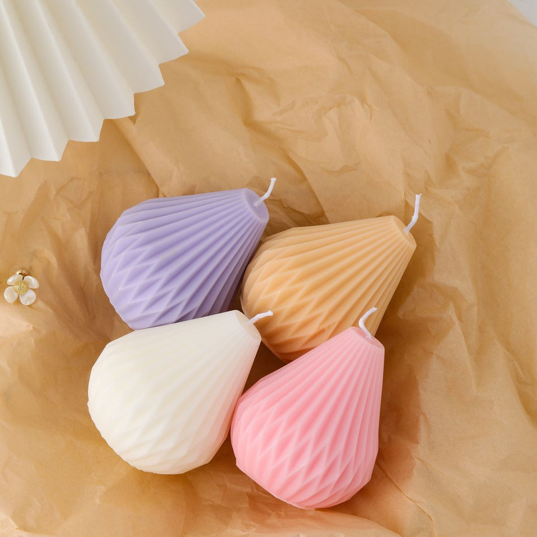 Sculptural Faceted Pear-Shaped Decorative Pillar Candle