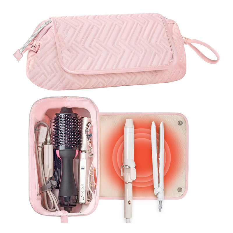Cosmetic organizer bag with pre-made space for styling tools Stornfield