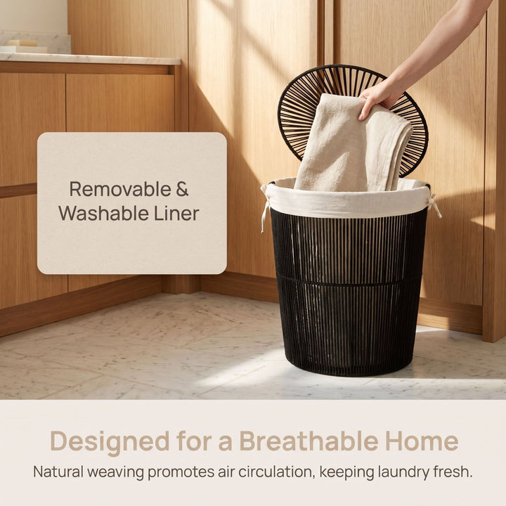 Stylish laundry basket with decorative cover Stornfield