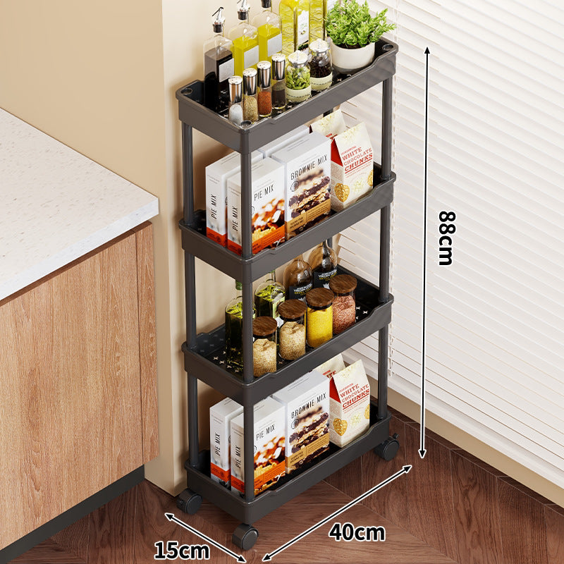 5-Tier Rolling Kitchen Storage Cart with Deep Plastic Baskets and Locking Casters