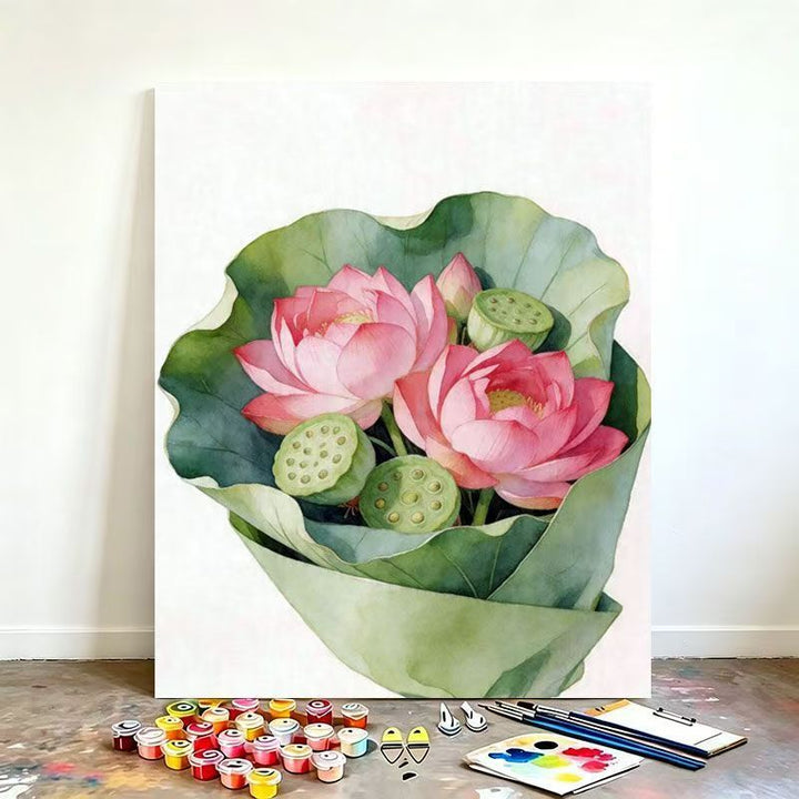 Watercolor Lotus Flower Canvas Art Kit Stornfield
