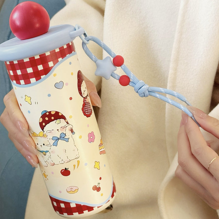 Women's insulated drinking bottle with practical carrying strap and cute animal motif Stornfield