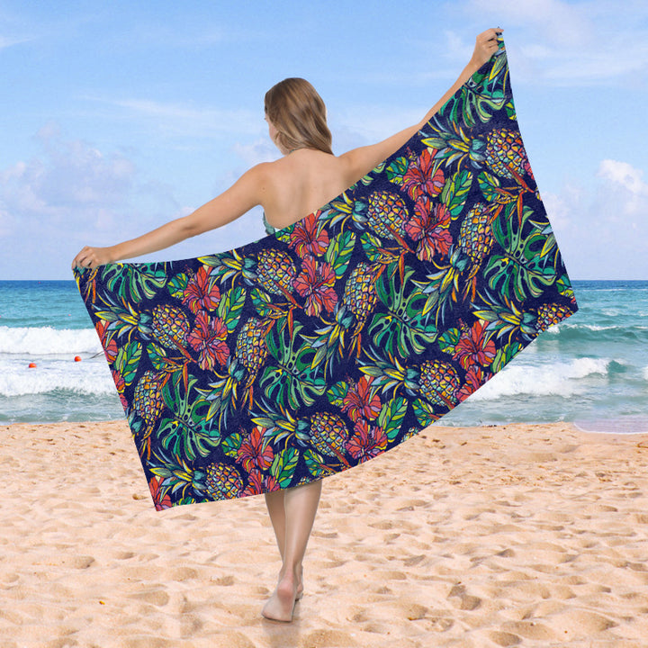 Beach towel with exotic pineapple and palm pattern Stornfield