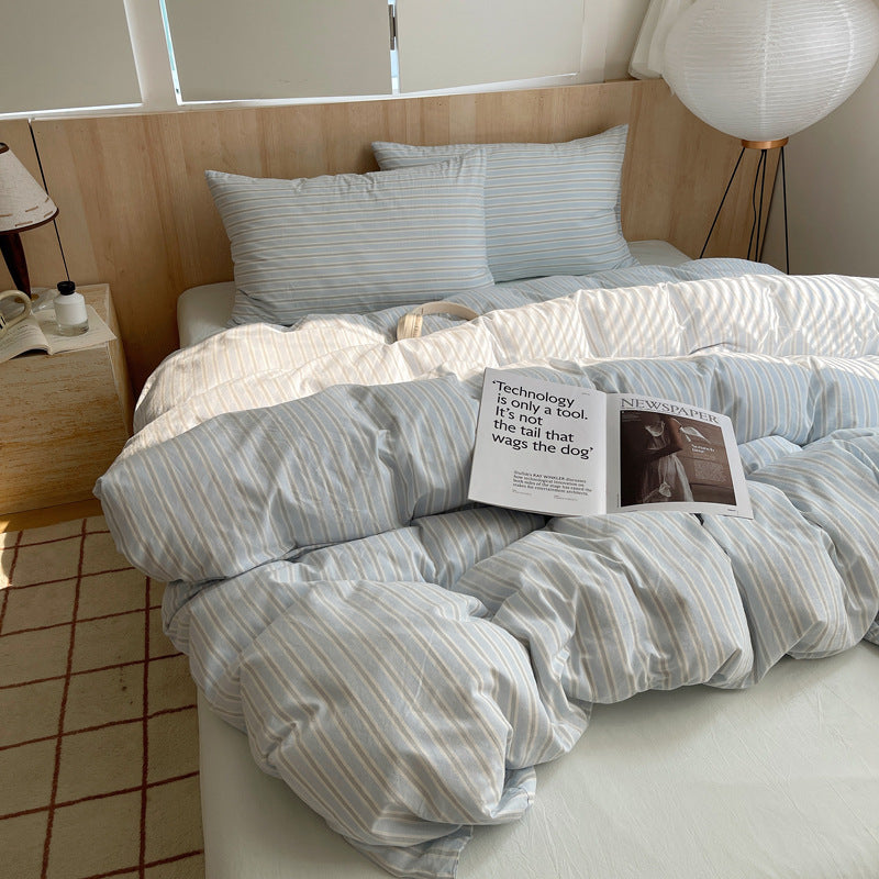 Striped Cotton Duvet Cover Set