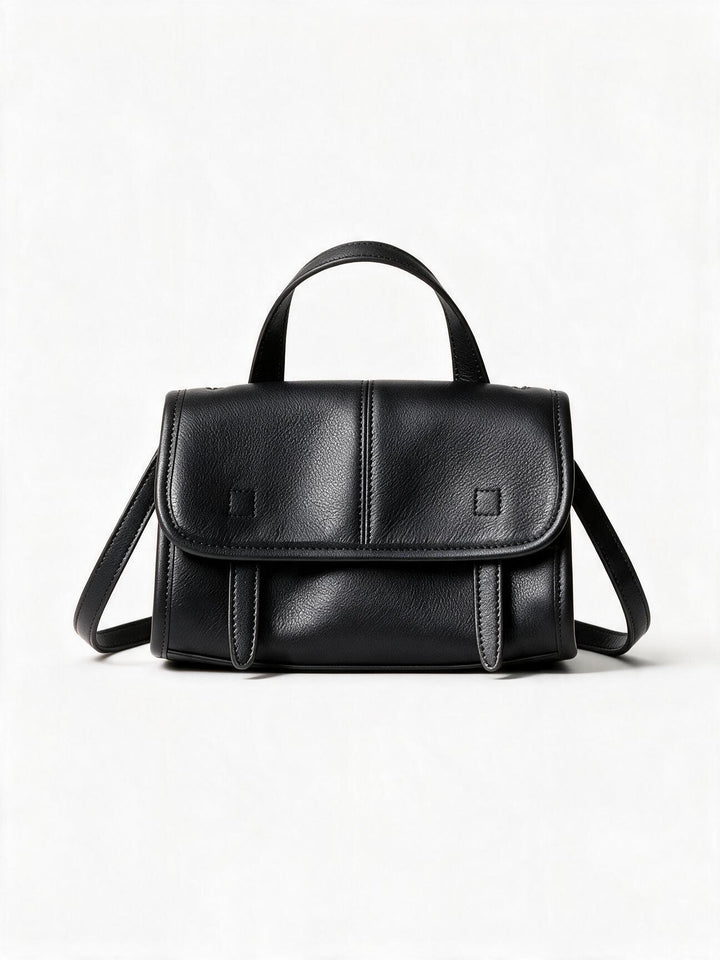 Structured Pebbled Top-Handle Flap Satchel Crossbody