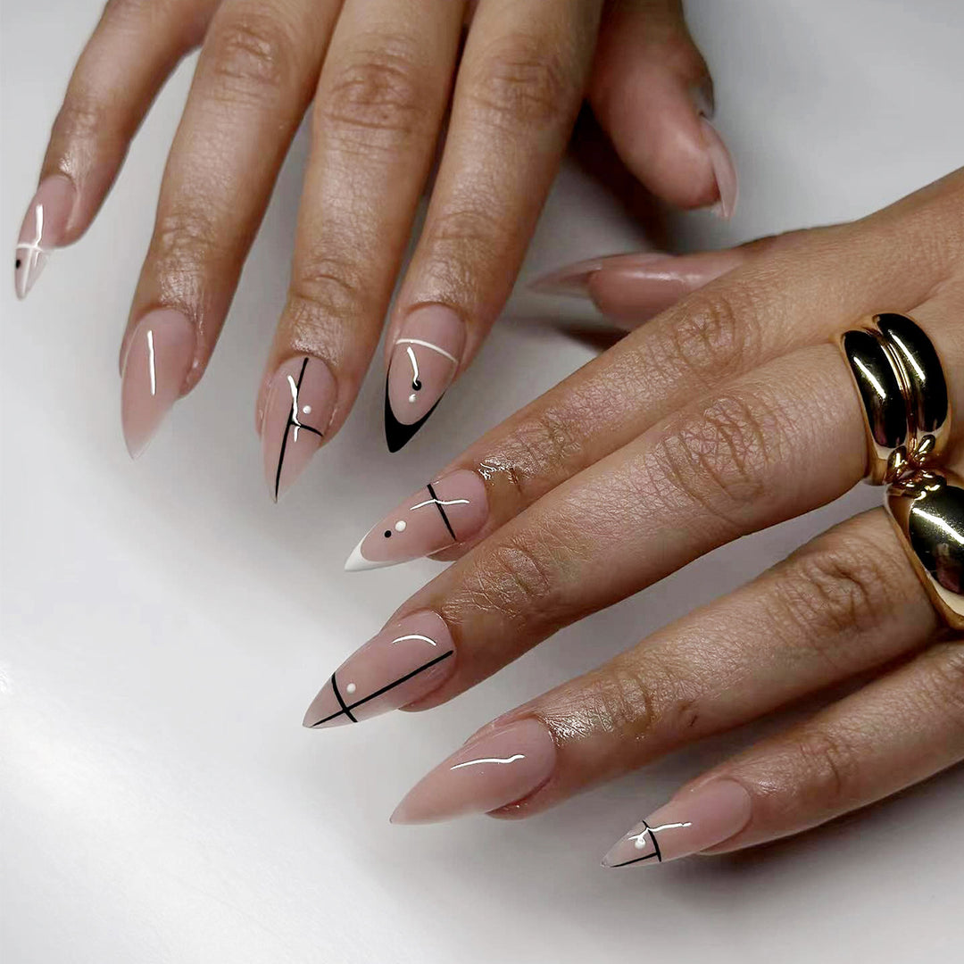 Artistic artificial nails with geometric design Stornfield