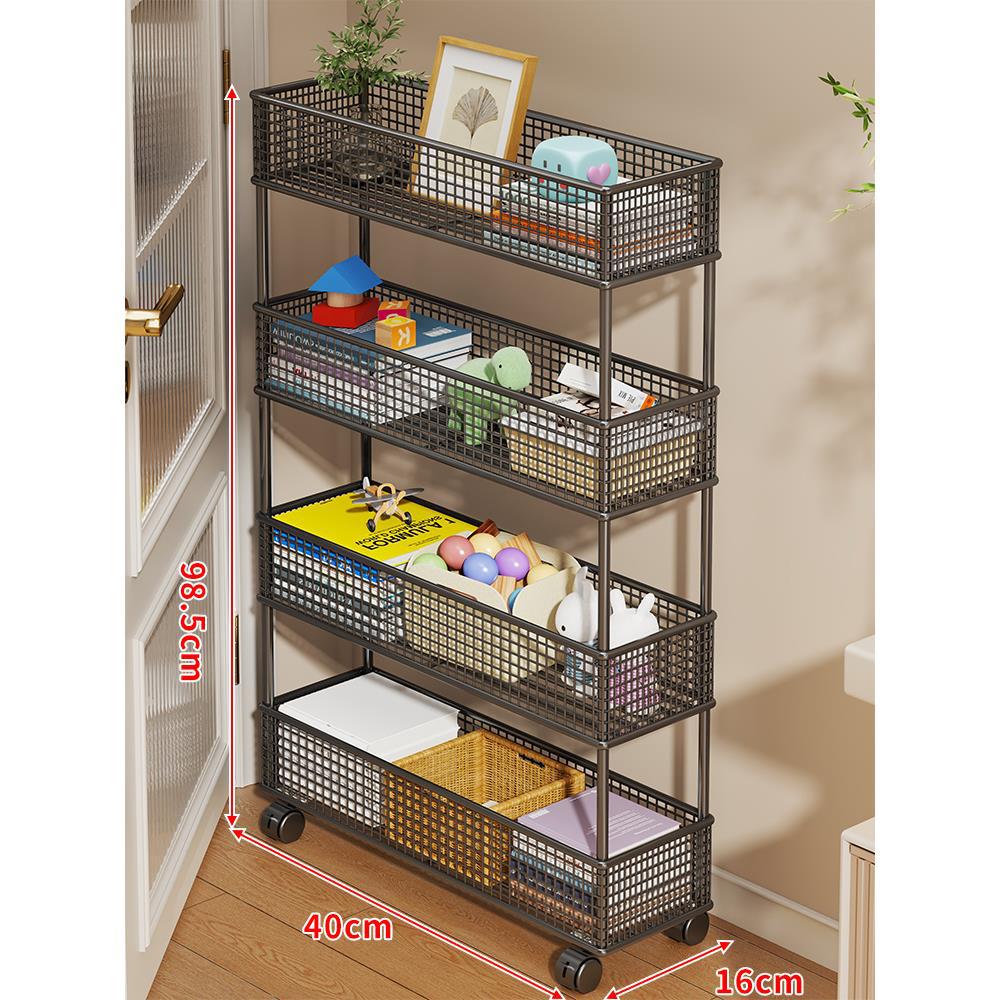 Slim Vertical Mesh Basket Organizer Rack for Narrow Spaces