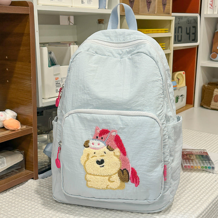 Playful Animal-Theme Embroidered Backpack Stornfield