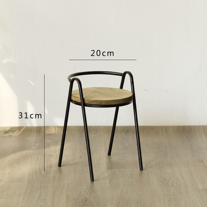 Modern stool with wooden seat and metal frame Stornfield