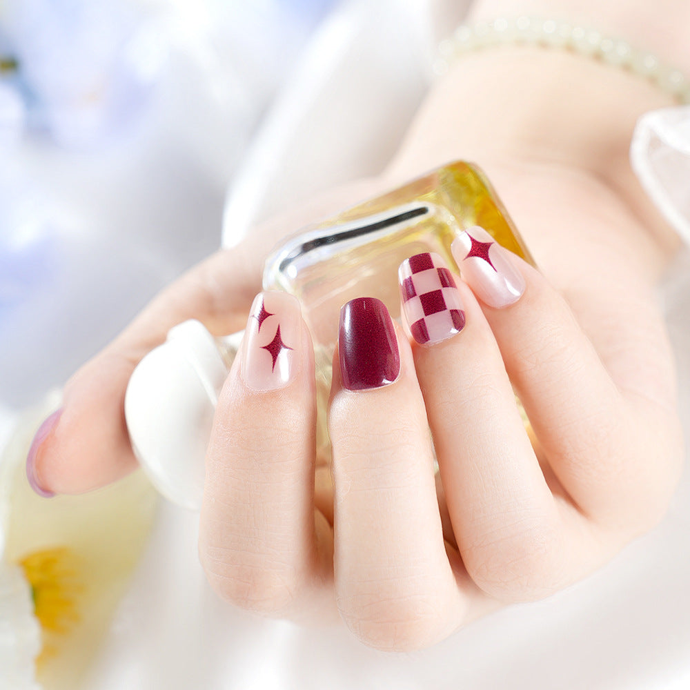 Artistic Press-On Nail Set with Unique Geometric Designs Stornfield