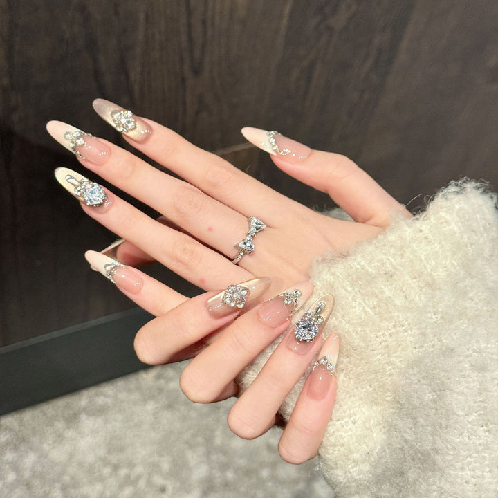 Luxurious Rhinestone-Accented Press-On Nail Set