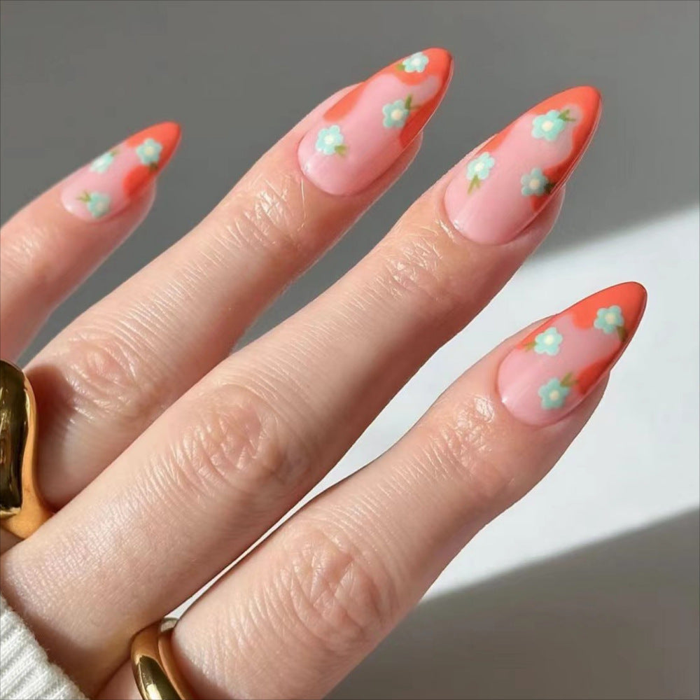 Artistic Floral Gel Nail Design