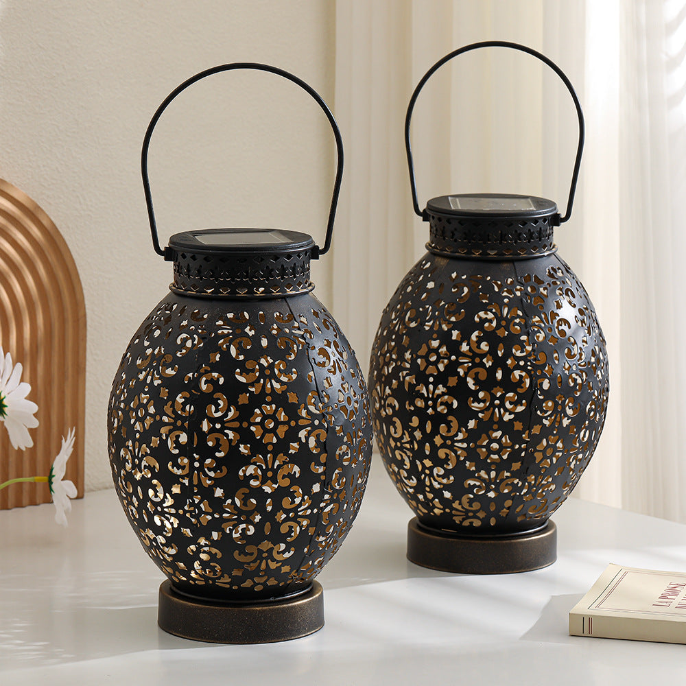 Moroccan-Style Cutwork Metal Candle Lantern with Hanging Handle Stornfield