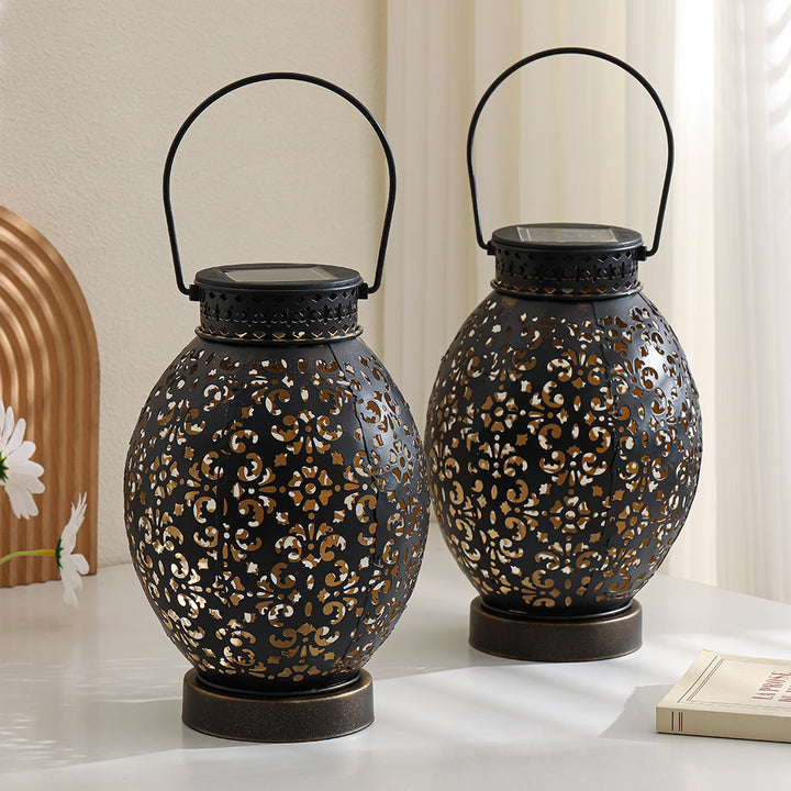 Moroccan-Style Cutwork Metal Candle Lantern with Hanging Handle Stornfield