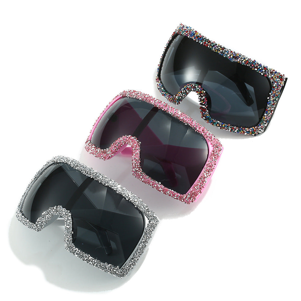 Women's Sporty Oversized Sunglasses with Rhinestone Embellishments Stornfield